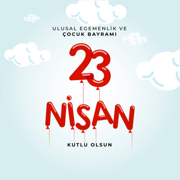 23 april national sovereignty and children's day in Turkey Vector Illustrations 23 Nisan Ulusal Egemenlik ve Çocuk Bayramı Vector İllustration number 23 stock illustrations