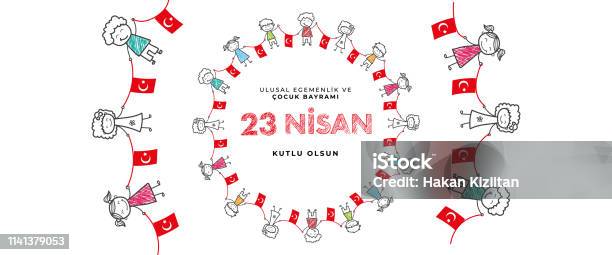 Vetores de 23 De Abril Soberania Nacional E Dia Das Crianças Na Turquia Ilustrações Vetoriais e mais imagens de Abril