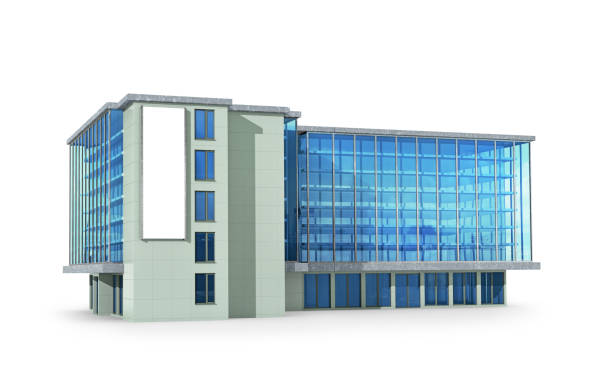 看板、オフィスビル。3d イラストレーション - built structure building exterior facade office building ストックフォトと画像