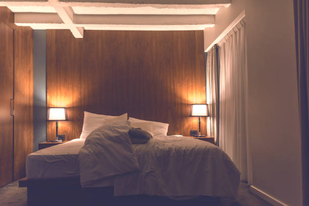 istock Stylish bedroom without people 1141388936