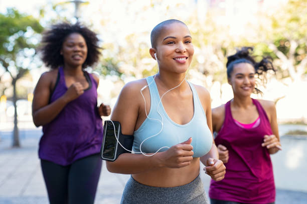 istock Group of natural curvy women jogging 1141392217