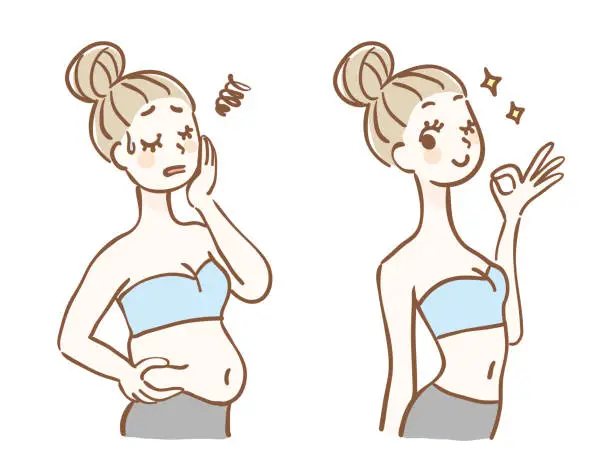 Vector illustration of Diet Before After