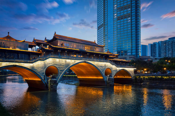 istock Anshun bridge at night, Chengdu, China 1141392387