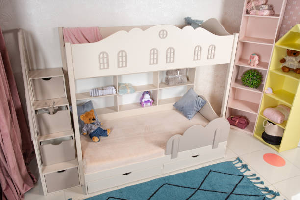 istock Interior of children room with bunk bed 1141392454