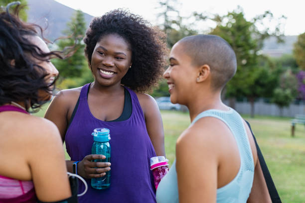 istock Oversize friends in conversation after workout 1141394300