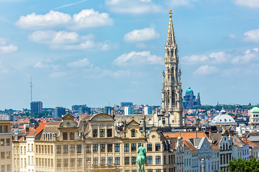 Skyline Brussels with Grand Place in the background