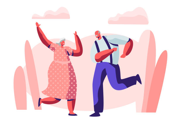 Senior Married Couple Sparetime with Dancing, Elderly People Active Lifestyle, Old Man and Woman in Loving or Friendly Relations Spend Time Together, Extreme Leisure. Cartoon Flat Vector Illustration Senior Married Couple Sparetime with Dancing, Elderly People Active Lifestyle, Old Man and Woman in Loving or Friendly Relations Spend Time Together, Extreme Leisure. Cartoon Flat Vector Illustration old people dancing stock illustrations