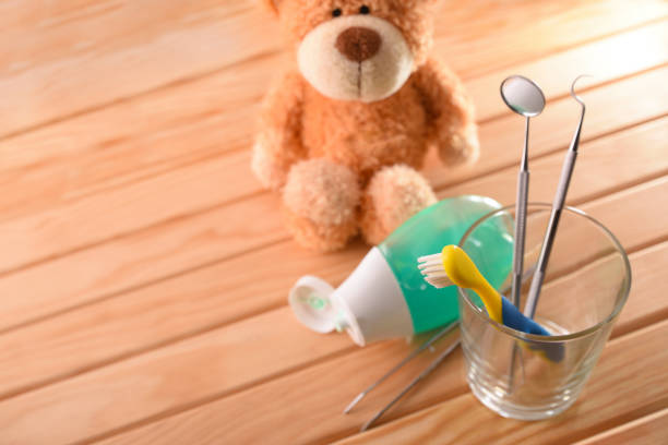 istock Dentist concept for children with tools in glass elevated 1141397512
