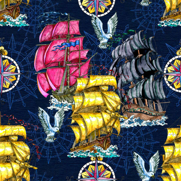 Clipper Ship Pattern 20+ Royal Clipper Stock Illustrations, Royalty-Free Vector Graphics ...