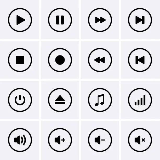 Vector illustration of Media Player Icons set