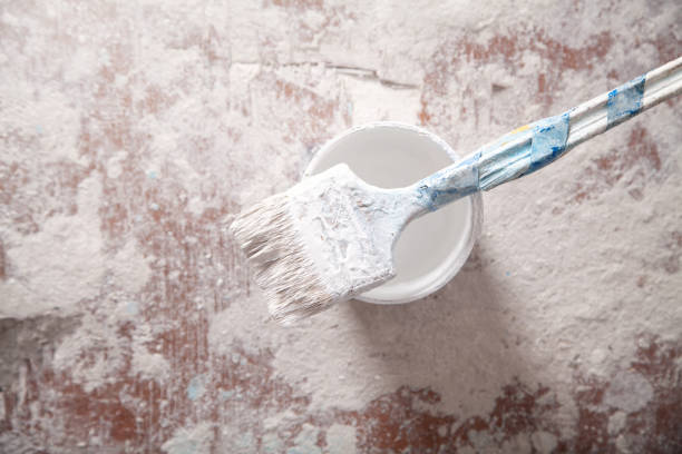 istock Paintbrush with white paint. Renovation 1141399878