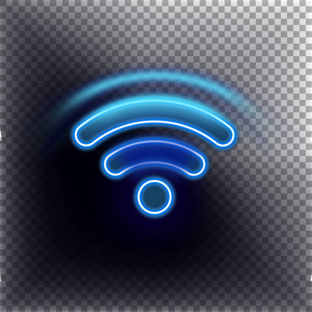 Wi-Fi. Neon Icon Isolated on dark transparent background. vector art illustration