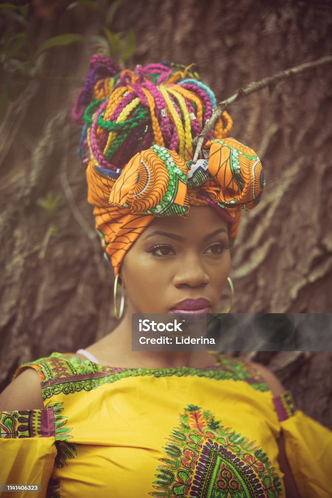 Unusual beauty. Unusual beauty. African American woman in the park. Adult Stock Photo