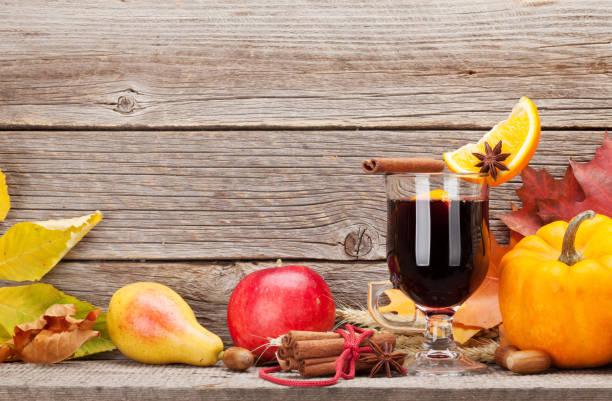 istock Autumn still life with mulled wine and pumpkins 1141406755