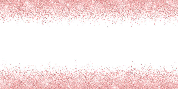 illustrazioni stock, clip art, cartoni animati e icone di tendenza di glitter oro rosa su sfondo bianco, bordo largo orizzontale. vettore - peach fruit backgrounds textured