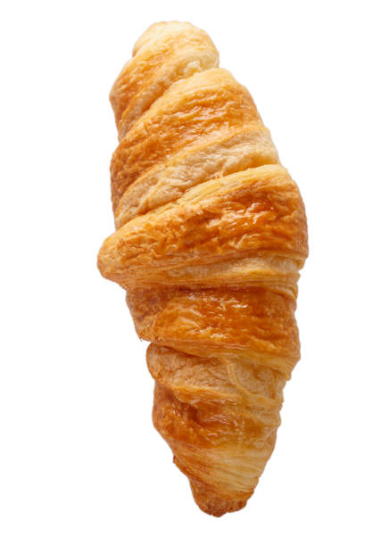istock Freshly baked croissant isolated on white. Top view. 1141409569