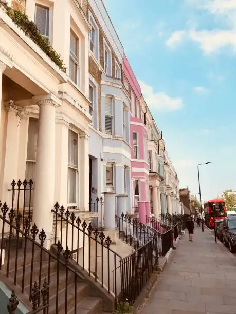 Beautiful colored houses in Notting Hill, London