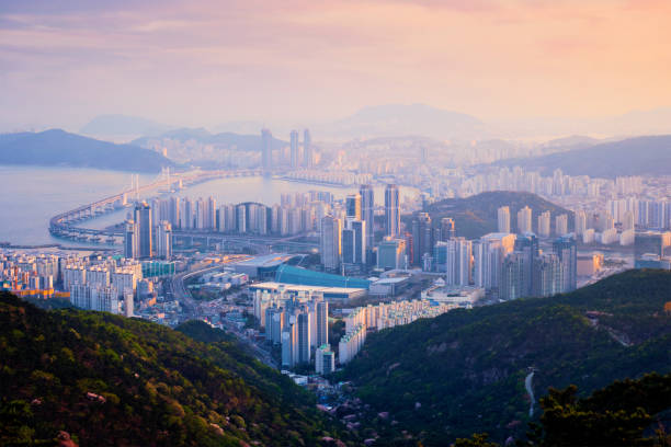 istock Busan cityscape Gwangan Bridge on sunset 1141416853