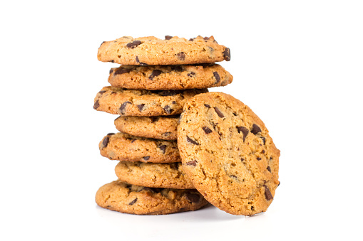 Cookies with chocolate chips isolated view