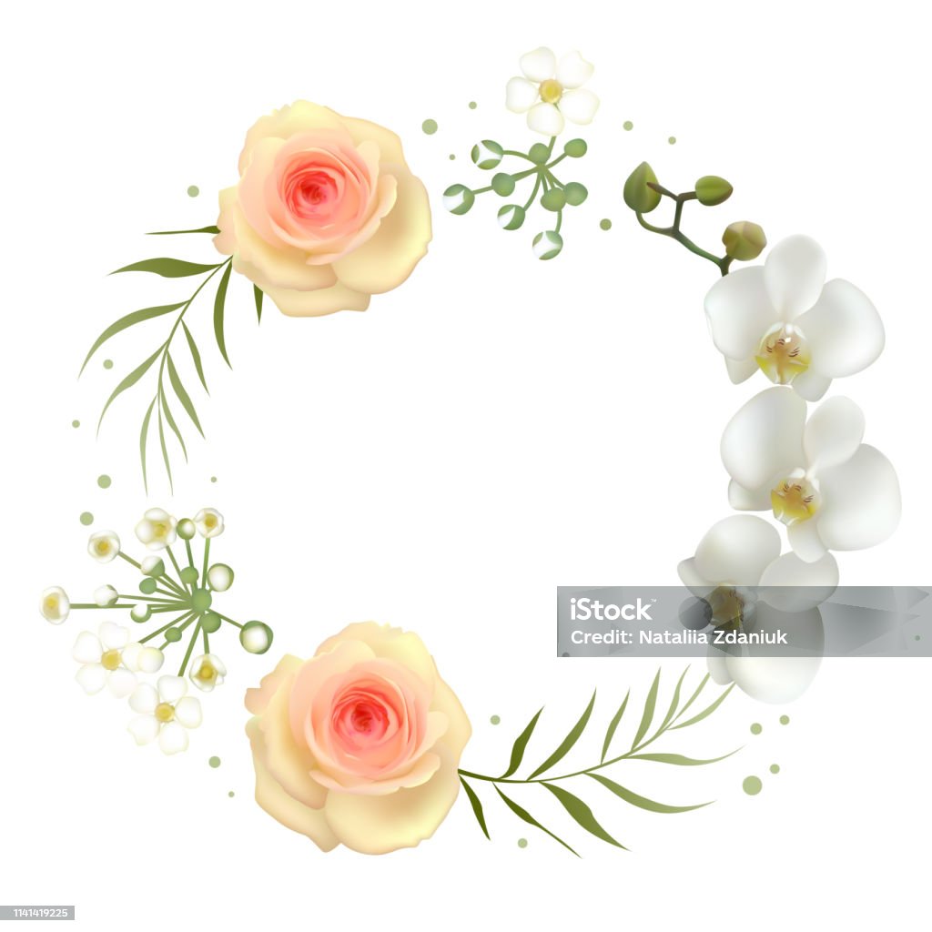 Hoa Nền Hoa Vòng Hoa Hoa Hồng Lan Lá Xanh Hồng Trắng Hình minh họa ...