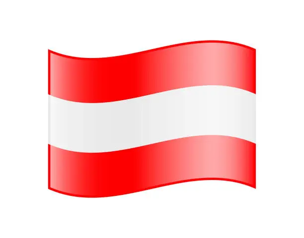 Vector illustration of National Flag of Austria. Glossy Icon