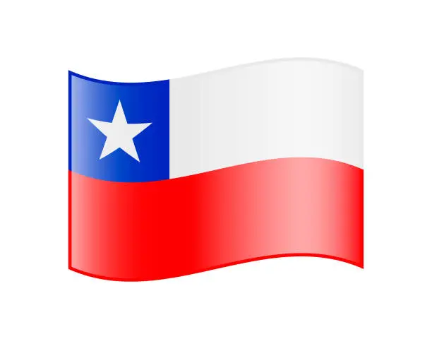Vector illustration of Flag of Chile. Glossy Icon