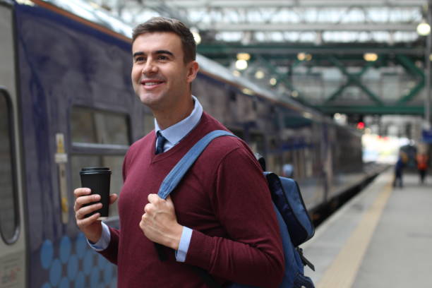 istock Commuter about to jump into a train 1141423053