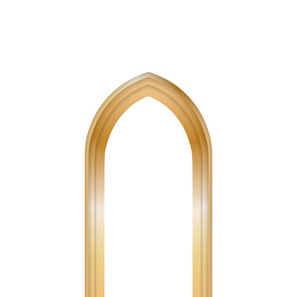 złota rama drzwi - łuk element architektoniczny stock illustrations