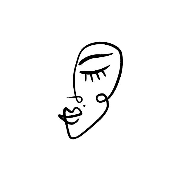 Line face drawing. Portrait in minimalistic style. Vector Line face drawing. Portrait in minimalistic style. Vector, clip art bottomless models stock illustrations