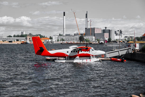 istock red plane on the water 1141429118