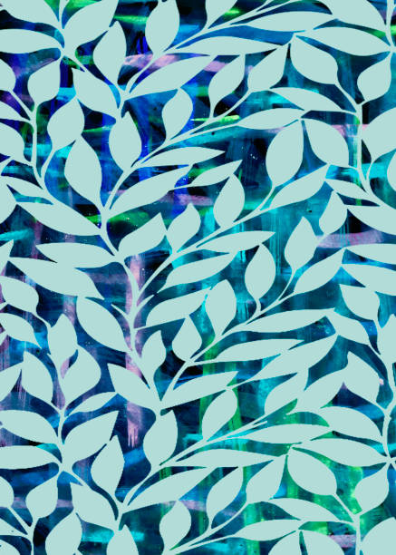 istock Abstract texture with dark blue colors watercolor with light blue plant 1141435496