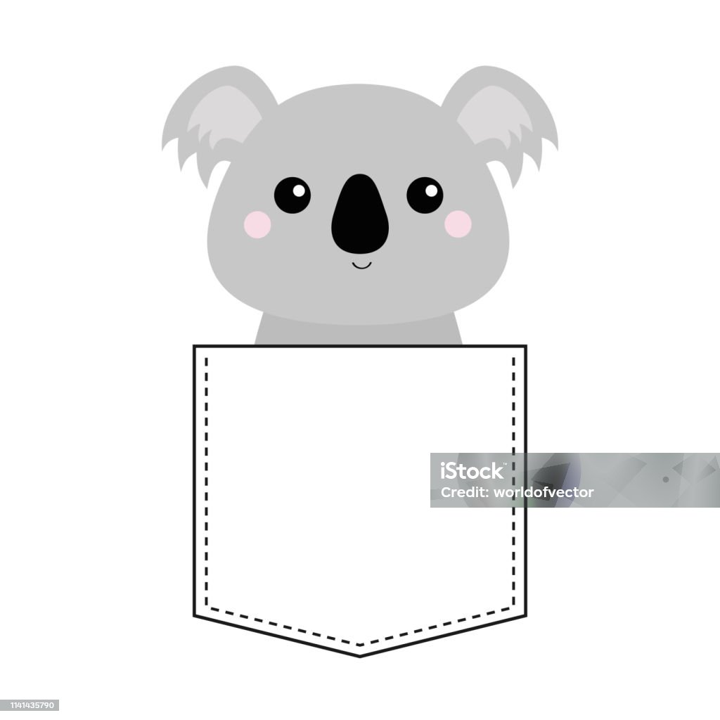 Mặt Gấu Koala Ngồi Trong Túi Doodle Phác Thảo Tuyến Tính Nhân Vật ...