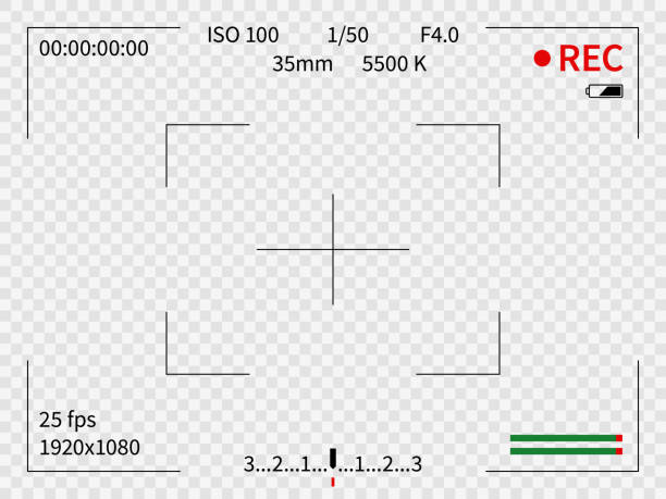 kamera-sucher. viewer focus frame-aufzeichnungskameras video-blick fotos digitalen display-finder aufnahmebeshow zoom, vektordesign - visual screen stock-grafiken, -clipart, -cartoons und -symbole