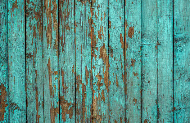 istock Blue painted plank fence with cracked and scratch. Horizontal grunge texture 1141442029