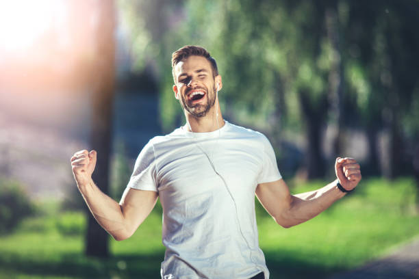 istock Cheerful guy is feeling gladness and admiring 1141443512
