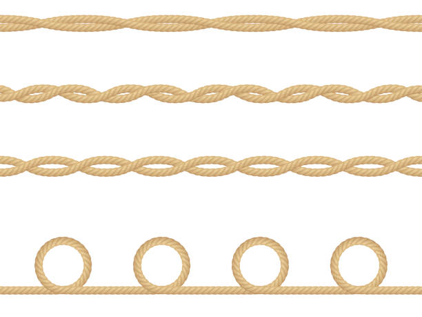 istock Seamless pattern of realistic nautical rope isolated on white. Texture for print or textile products, wrapper paper. EPS 10 1141444482