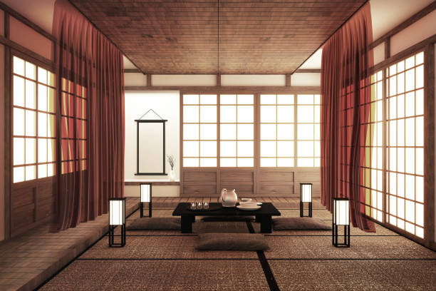 istock Japan Room Design Japanese-style. 3D rendering 1141445893