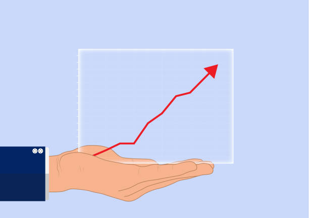 istock Businessman's hand holding transparent financial growth diagram, business concept vector illustration 1141447621