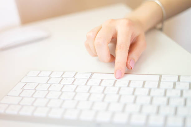 istock Typing on the keyboard, the girl searches 1141450586