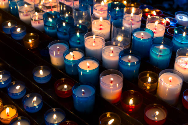 istock Colored candles used in church 1141450668