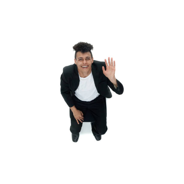 istock Good looking handsome African American male - directly above view 1141451962