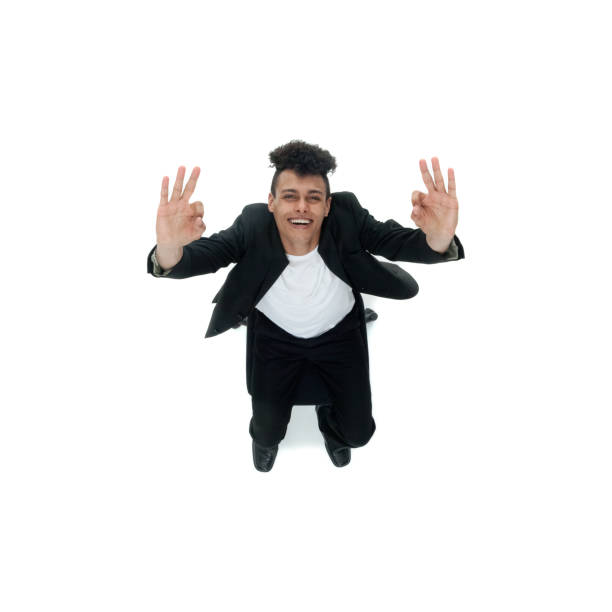 istock Good looking handsome African American male - directly above view 1141452171