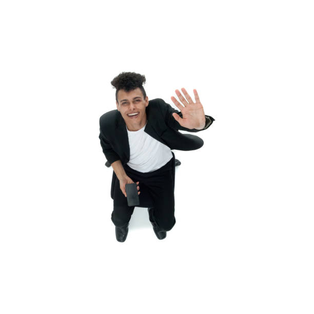 istock Good looking handsome African American male - directly above view 1141452196