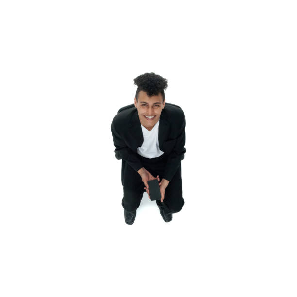 istock Good looking handsome African American male - directly above view 1141452361