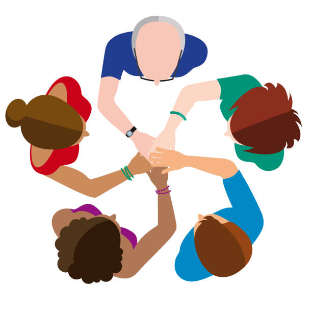 бизнес-команда объединить руки mandala - organized group community support friendship stock illustrations