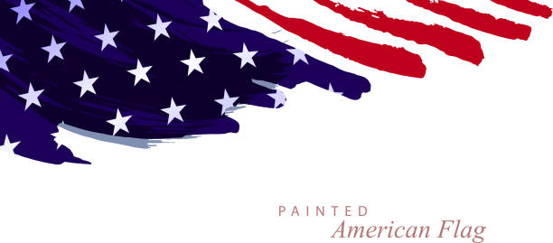 illustrazioni stock, clip art, cartoni animati e icone di tendenza di bandiera dipinta - american flag fourth of july watercolor painting painted image