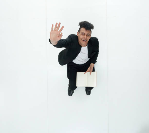 istock Good looking handsome African American male - directly above view 1141453864