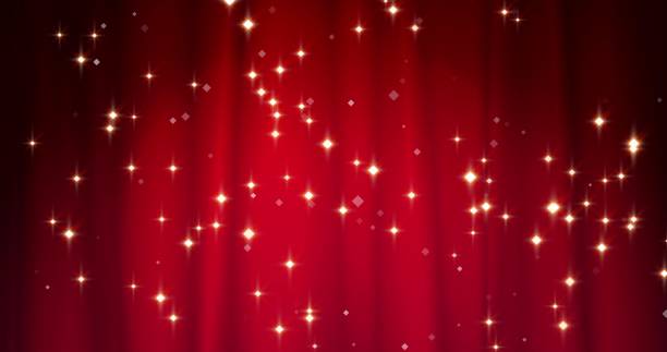 istock Red Merry Christmas background with golden stars. Walpaper for Valentine's day 1141455477