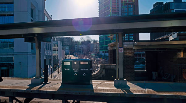 istock Urban scene with a railroad station 1141462242