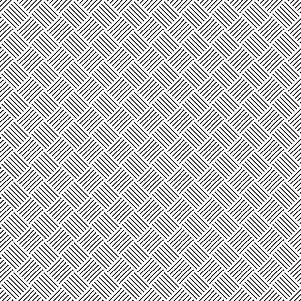 ilustrações de stock, clip art, desenhos animados e ícones de geometric seamless pattern with black and white cross lines, monochrome braided ornament, classical hatching, graphic texture. decorative strokes background, linear surface. vector - wicker backgrounds textured pattern